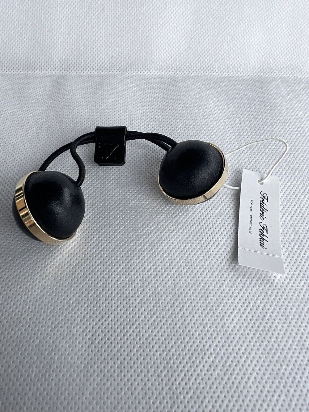Vintage Frédéric Fekkai Black Leather Balls whimsigoth grunge Ponytail Holder